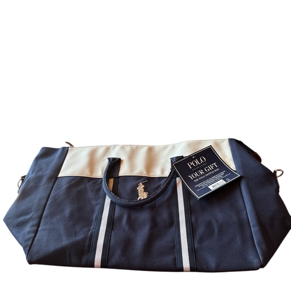Polo by Ralph Lauren Navy and Cream Duffel Bag